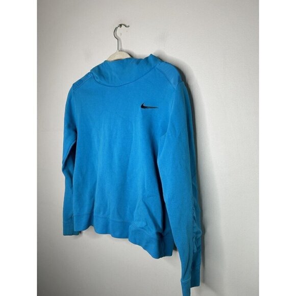 Nike Swoosh Ninja Neck Hoodie Blue Long Sleeve Vintage Y2K Size Medium - Picture 3 of 12